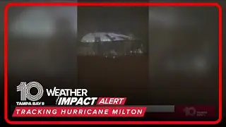 Roof of Tropicana Field damaged due to Hurricane Milton