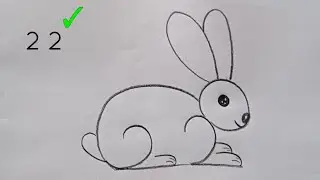 how to draw rabbit drawing from 22 number easy step by step