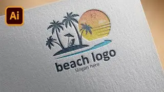 Beach Logo Design With Mock Up|| illustrator Tutorials ||  Photoshop Tutorials || Logo Design||