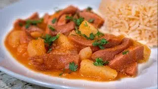 Salchichas Con Papas En Jitomate | Recetas Mexicanas Faciles