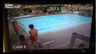 Terremoto en Filipinas de 7.2º camara en una piscina de un hotel (15 de octubre de 2013)