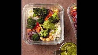 Easy Roasted Veggie Rice Bowls with Pesto for weight loss
