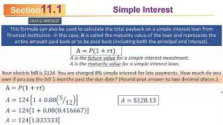 MATH 110 Sec11.1 (S2020): Simple Interest
