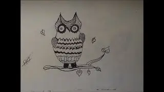 Рисунок совы.Dibujo de un búho