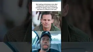 Me looking at homeless man after I helped him