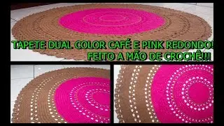 CARPET, DUAL COLOR COFFEE AND PINK, MADE OF CROCHET