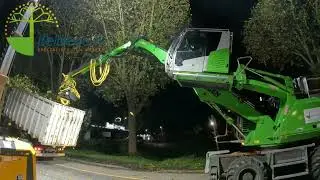 Démontage de nuit à la Sennebogen