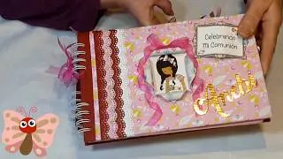 Libro de firmas de comunión personalizado original. Álbum de firmas comunión scrapbook.