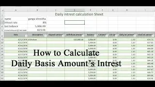Microsoft Excel ::: How to Calculate Daily Basis Amount’s Interest