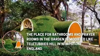 The place for bathrooms and prayer rooms is modified like Teletubbies Hill in Wimpstone, England