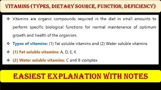 Vitamins | Types | Dietary sources | Functions | Deficiencies