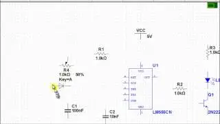 Simulation for  555 timer PWM Controller using Multisim