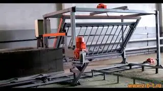 Manufacture of aerated concrete. Cutting machine 