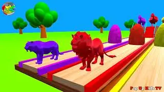 5 Giant Duck | Lion Gorilla Elephant Cow Tiger | Paint Animals | fountain cartoon #animalcrossing