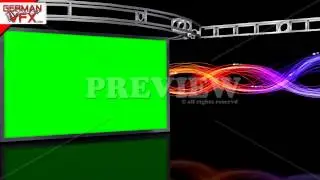 HD Virtual Studio Background with green screen Wall - royalty free