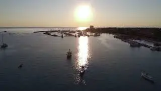 Croatia. Umag. Summer 2024. Flight over laguna. Luka Umag. Potensic Atom SE drone 4k video