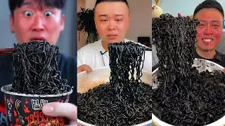 ASMR MUKBANG ⚫ 10X BLACK FIRE NOODLES 🖤 SPICY CHALLENGE EATING 