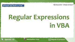 Regular Expressions in VBA | Advanced VBA in Hindi