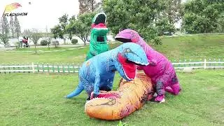 Inflatable dinosaur costume fighting | Autotune remix