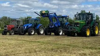 Mowing, Tedding, Raking & Drawing In The First Cut !!! ~ New Holland T6 & T5 & John Deere 7810