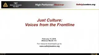 Webinar: Just Culture - Voices from the Frontline