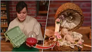 DIY adorable Victorian basket out of egg trays and twine!