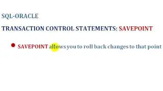 For beginner =SQL  TRANSACTION CONTROL STATEMENTS COMMIT, ROLLBACK, SAVEPOINT   YouTube