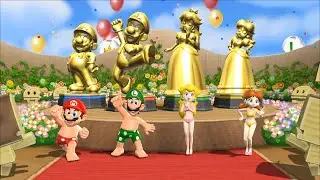Mario Party 9 Minigames - Mario Vs Luigi Vs Peach Vs Daisy (Beach Party)