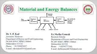 ENERGY AND MASS BALANCE - FOOD PROCESS ENGINEERING