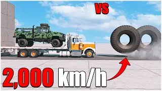 BeamNG Drive | V0.33 | Angry Tire VS Gavril T Flat Truck at 2000 km/h ( #20 ) | car torture