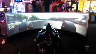 F1 racing car simulator with Pixelwix Geo Curved Screen at Andretti Racing Roswell Atlanta.