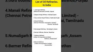 List of Oil Refineries in India #generalknowledge