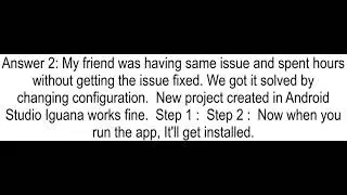 Android Studio Error Running andNo39 appandNo39 The application could not be installed