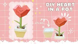 ❤️DIY Heart Flower❤️Heart in a Pot:Gift Box FREE Printable #cutecraft #mothersday  #papercraft #asmr