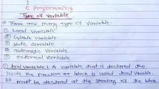 Type of variable in C programming in hindi | what is variable in C programming