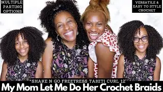 Meet My MOM! Watch me install her crochet braids ft. shake N Go Freetress Tahiti Water Curl 12