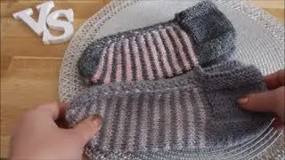 Простые тапочки(следки) спицами.  Подробный МК. Simple slippers.