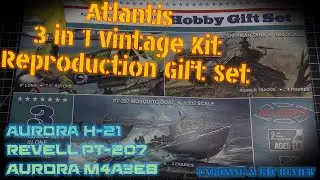 Vintage Aurora / Revell Kit Repro 3 in 1 Set by Atlantis! - H-25, M4A3E8, PT-207 Mosquito Boat