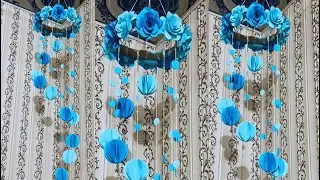 Beautiful paper flowers wall hanging || paper craft || paper wall hanging || paper flowers #youtube