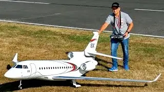 HUGE RC DASSAULT FALCON 8X SCALE MODEL TURBINE JET FLIGHT DEMONSTRATION / Jetpower Fair 2016