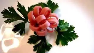 Цветы из колбасы! Flowers of the sausage! Украшения из колбасы! Decoration of sausage!