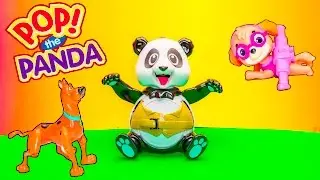 Playing Pop the Panda Game with Paw Patrol vs  Scooby Doo Toys