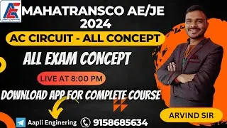 MAHATRANSCO AE/JE  Live Batch |  AC Circuit  | EXAM Questions | By Arvind Sir