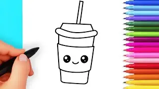 How to draw cute drinks easy | Drawing and coloring kawaii drinks