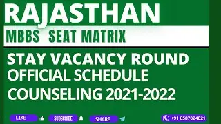 Rajasthan MBBS  Seat Matrix Mop-Up Round🔥