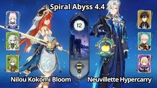 C0 Nilou Kokomi Bloom & C0 Neuvillette Hyper Taser - Spiral Abyss 4.4 Floor 12 Genshin Impact