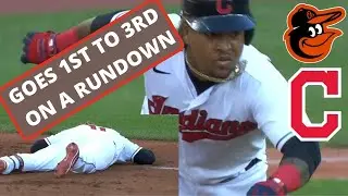 Jose Ramirez Rundown Goes First To Third breakdown - Orioles at Indians 6/16/2021