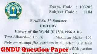Gndu BA / Bsc 5th Semester History Question Paper || Ba 5th Semester History Question Paper 2022