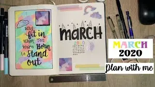 March 2020 Bullet Journal Set-up | Plan With Me | Unicorn Theme