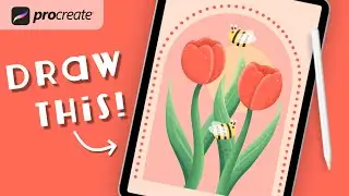 Procreate Step by Step Tutorial - Flowers and Bees - Draw With Me - iPad Art - Spring Illustration